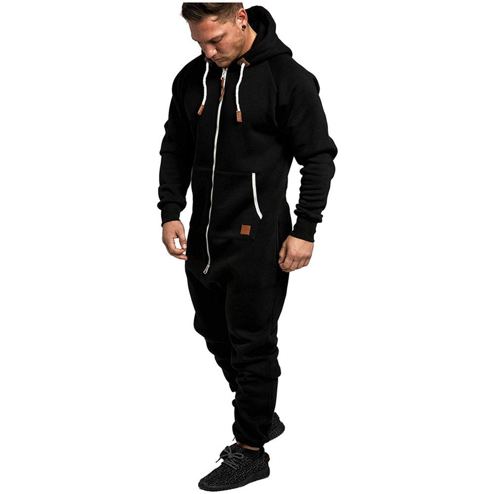 Mono de forro polar con capucha para hombre, nuevo y disponible en stock, de la marca Foreign Trade, color liso, estilo casual.