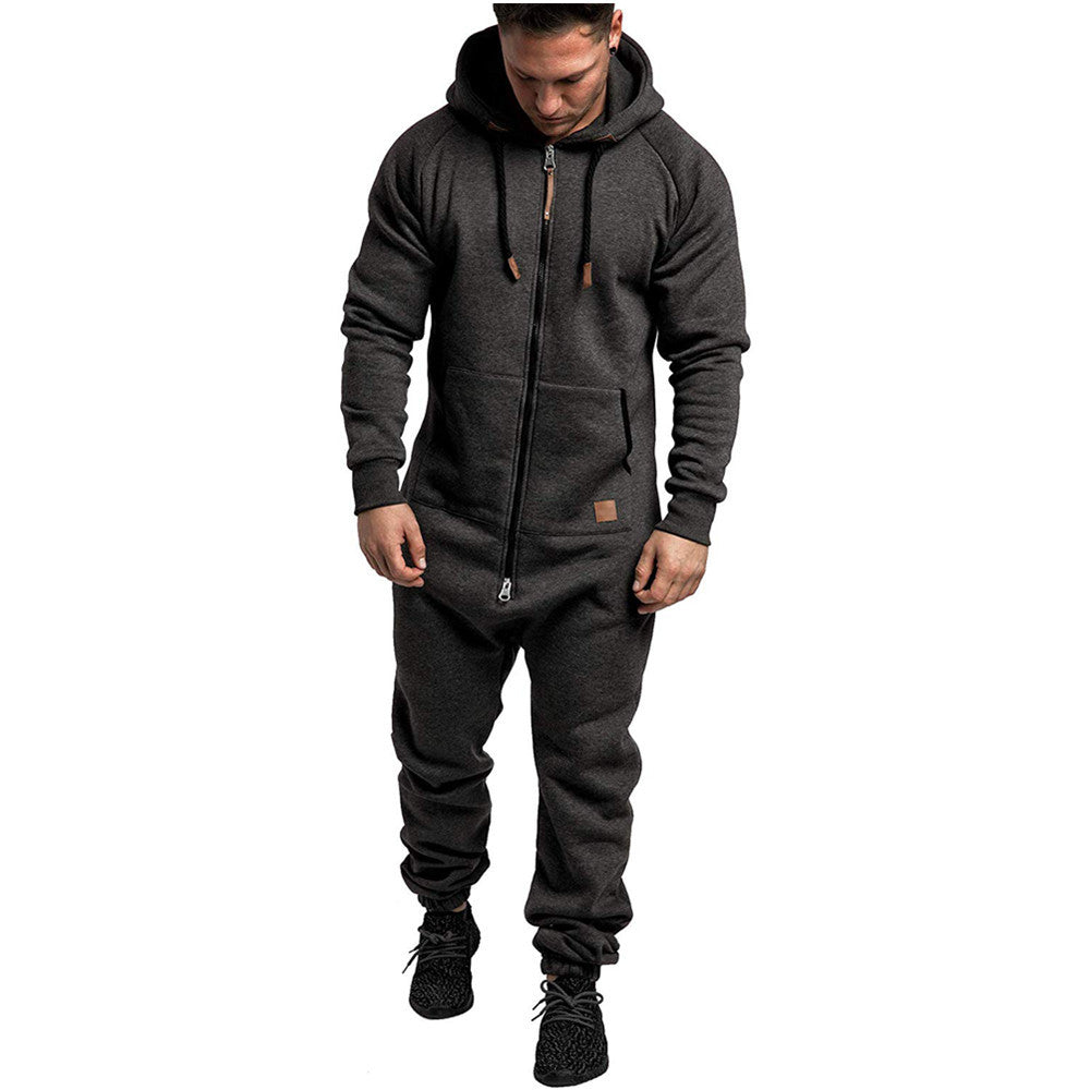Mono de forro polar con capucha para hombre, nuevo y disponible en stock, de la marca Foreign Trade, color liso, estilo casual.