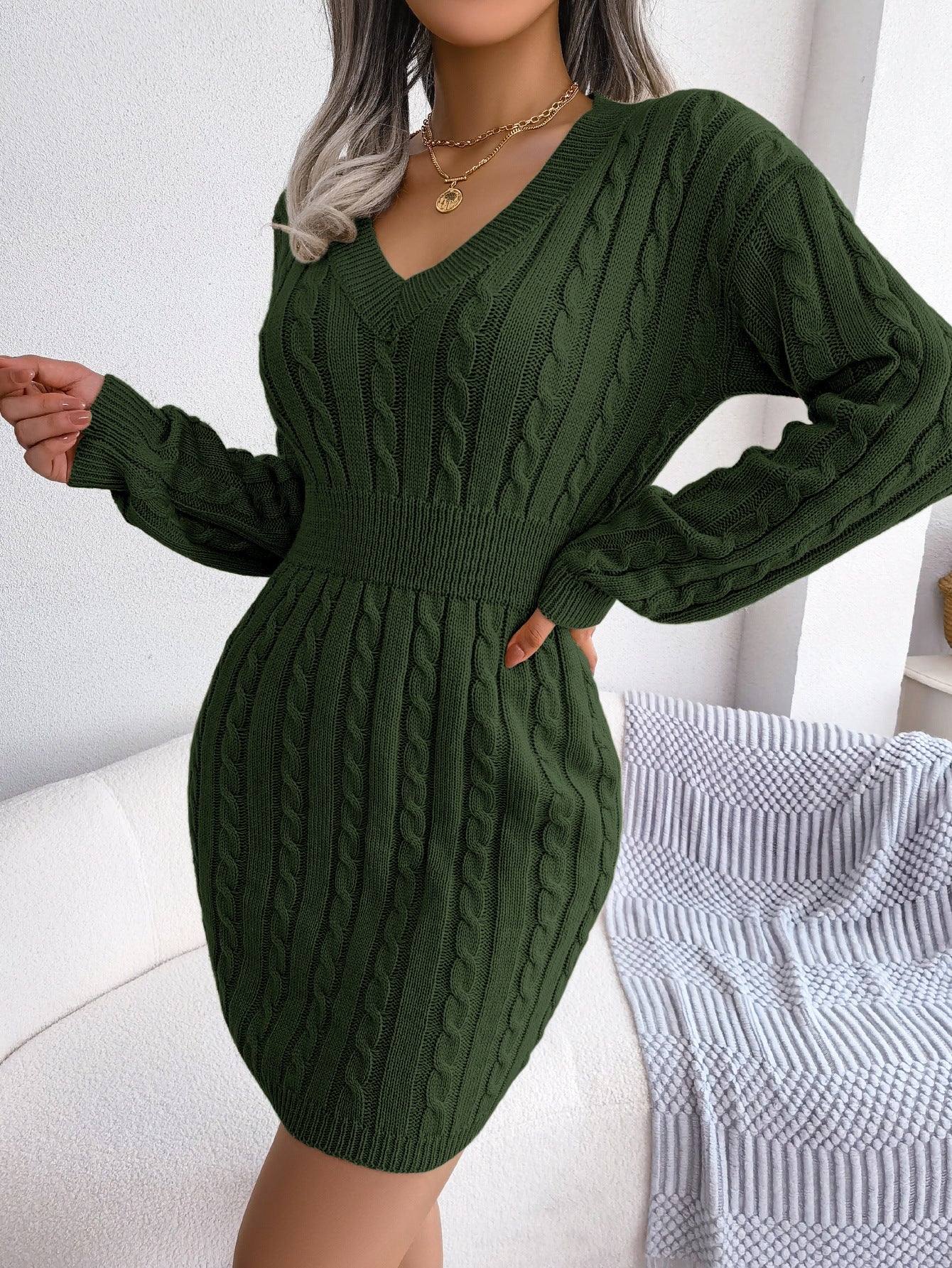 Vestido Suéter Elegante de Punto – Moda Europea y Americana para Otoño e Invierno