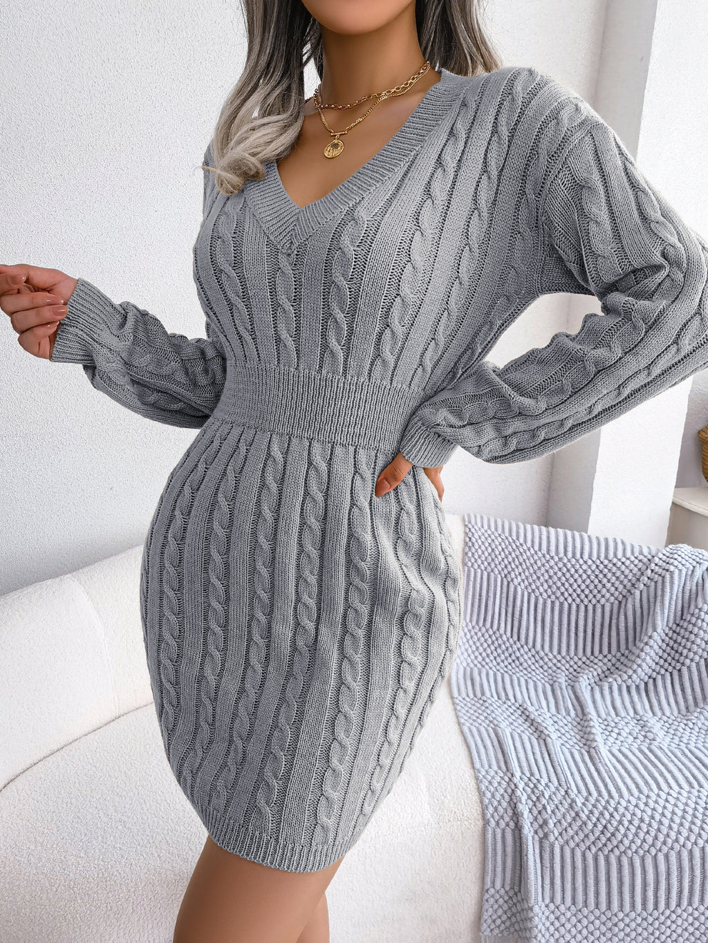 Vestido Suéter Elegante de Punto – Moda Europea y Americana para Otoño e Invierno