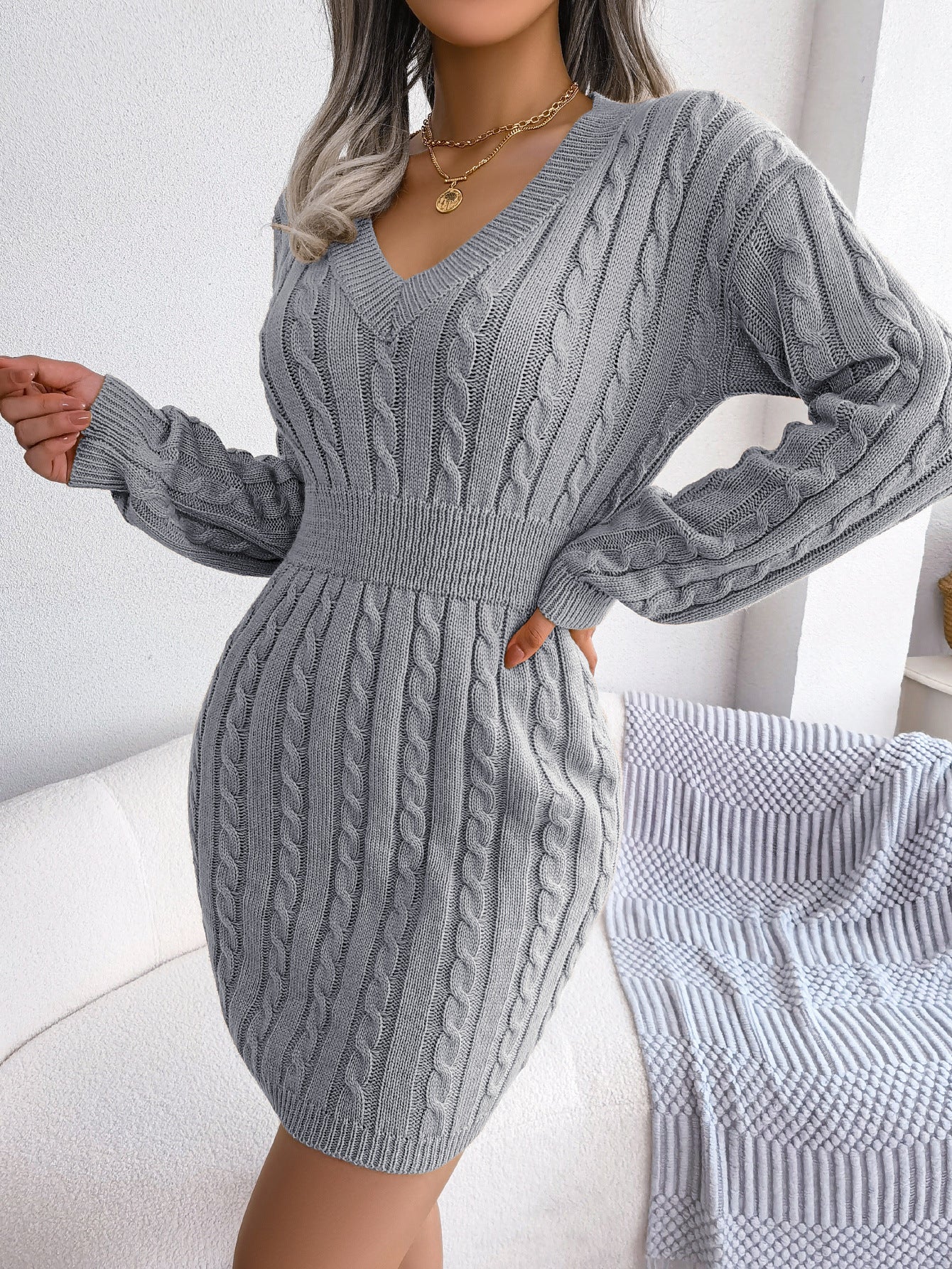 Vestido Suéter Elegante de Punto – Moda Europea y Americana para Otoño e Invierno