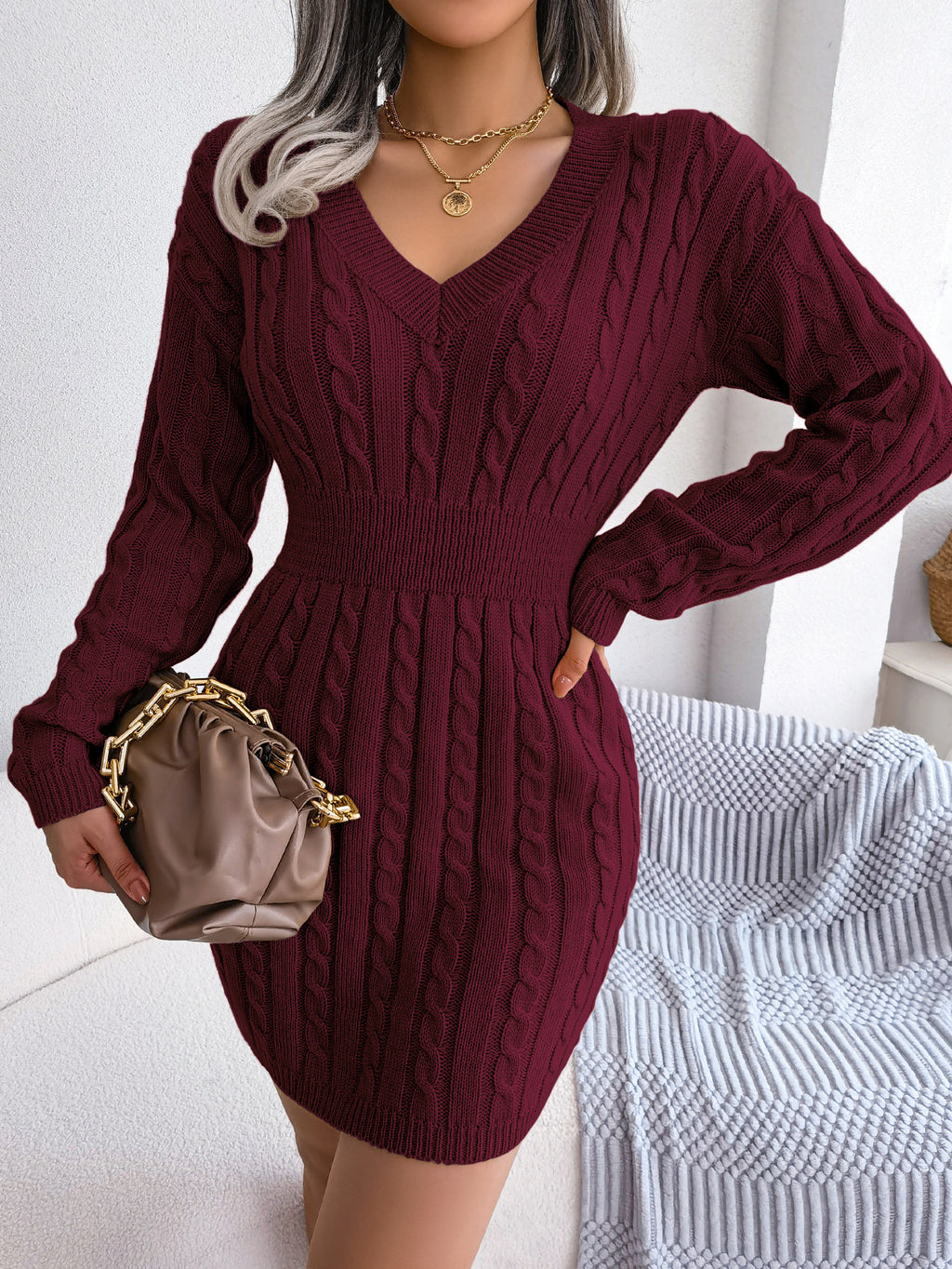 Vestido Suéter Elegante de Punto – Moda Europea y Americana para Otoño e Invierno