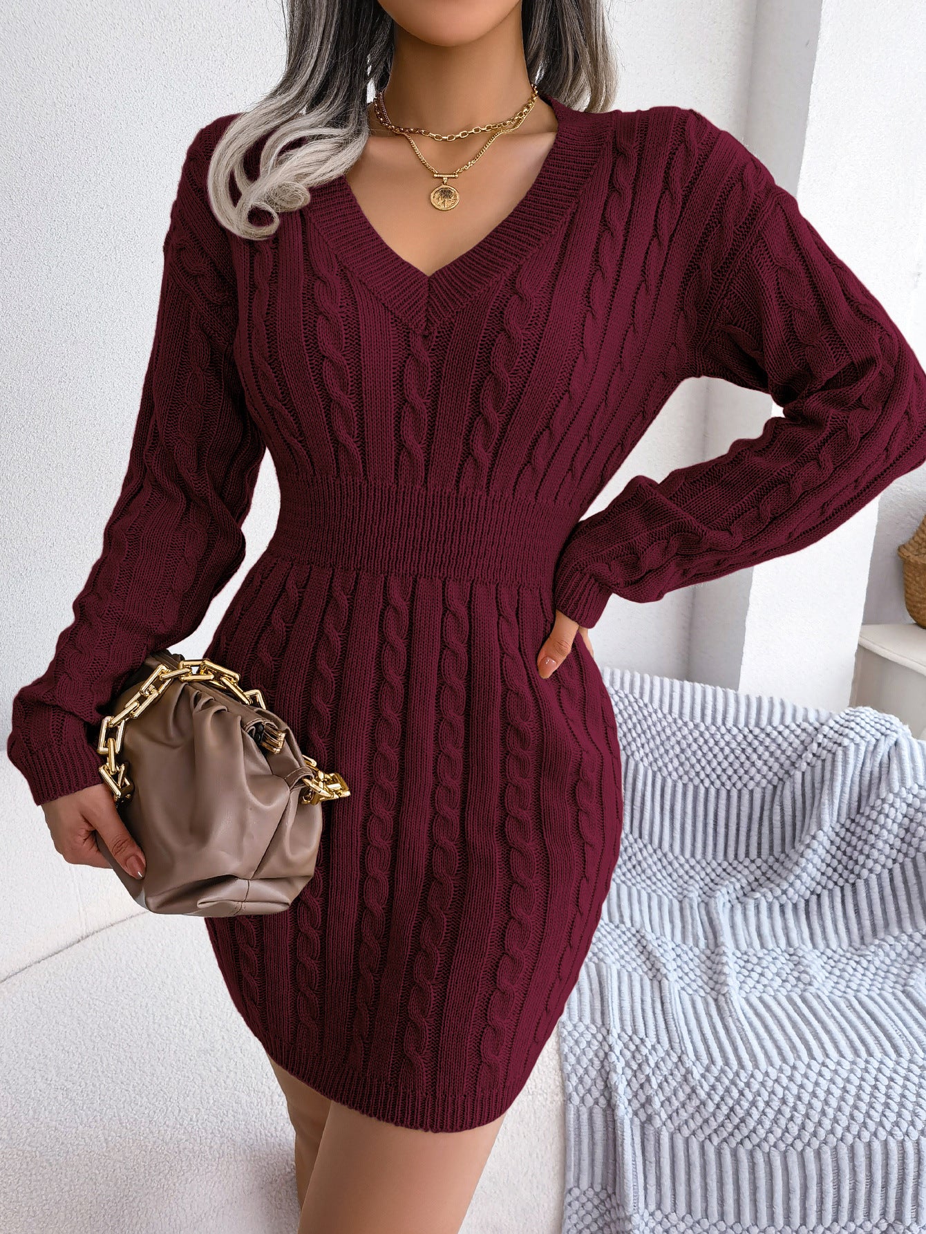 Vestido Suéter Elegante de Punto – Moda Europea y Americana para Otoño e Invierno