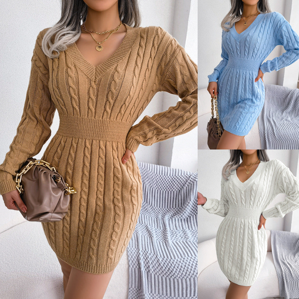Vestido Suéter Elegante de Punto – Moda Europea y Americana para Otoño e Invierno