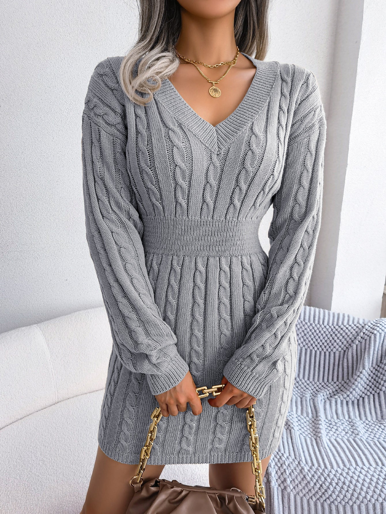 Vestido Suéter Elegante de Punto – Moda Europea y Americana para Otoño e Invierno