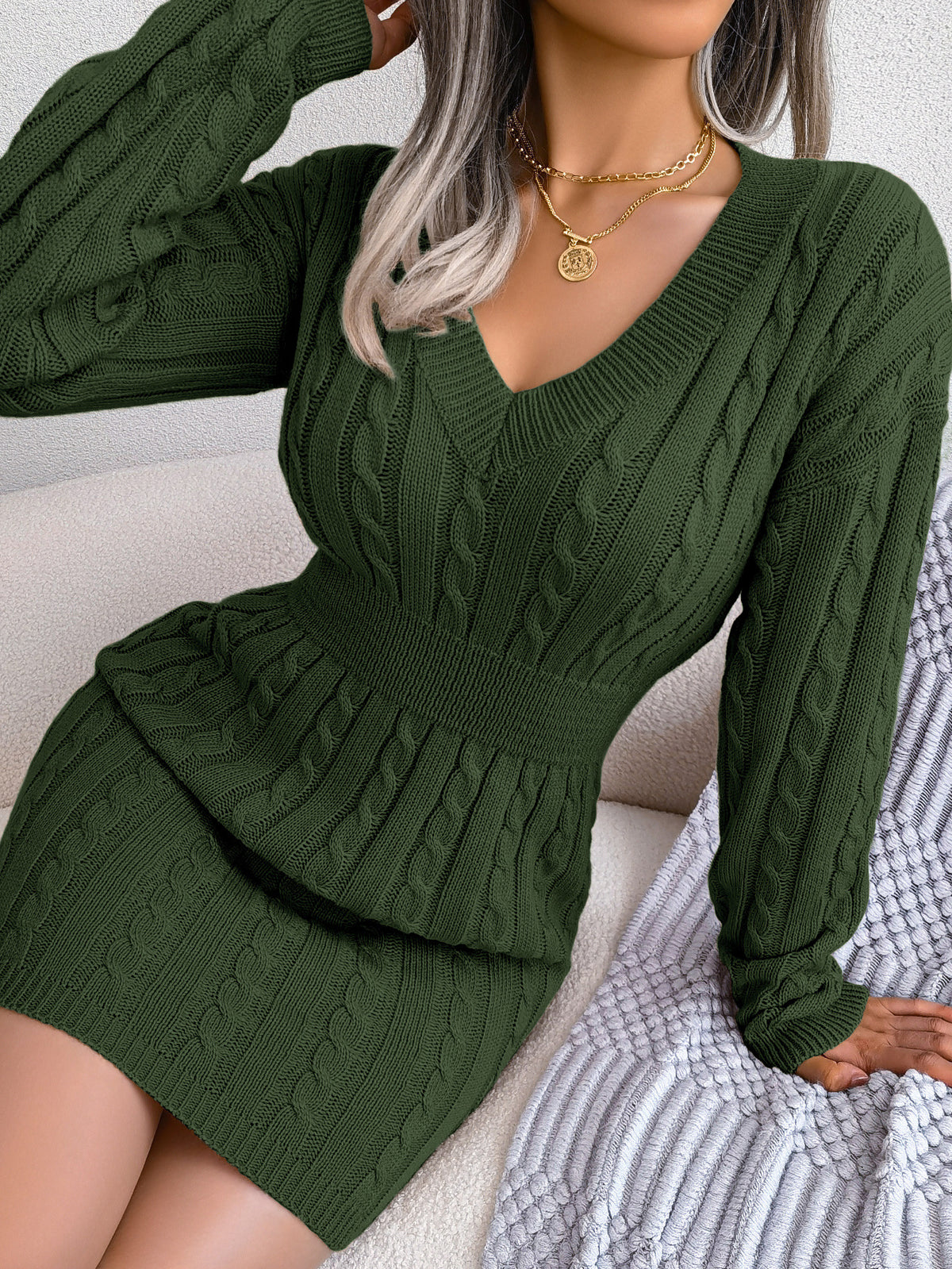 Vestido Suéter Elegante de Punto – Moda Europea y Americana para Otoño e Invierno