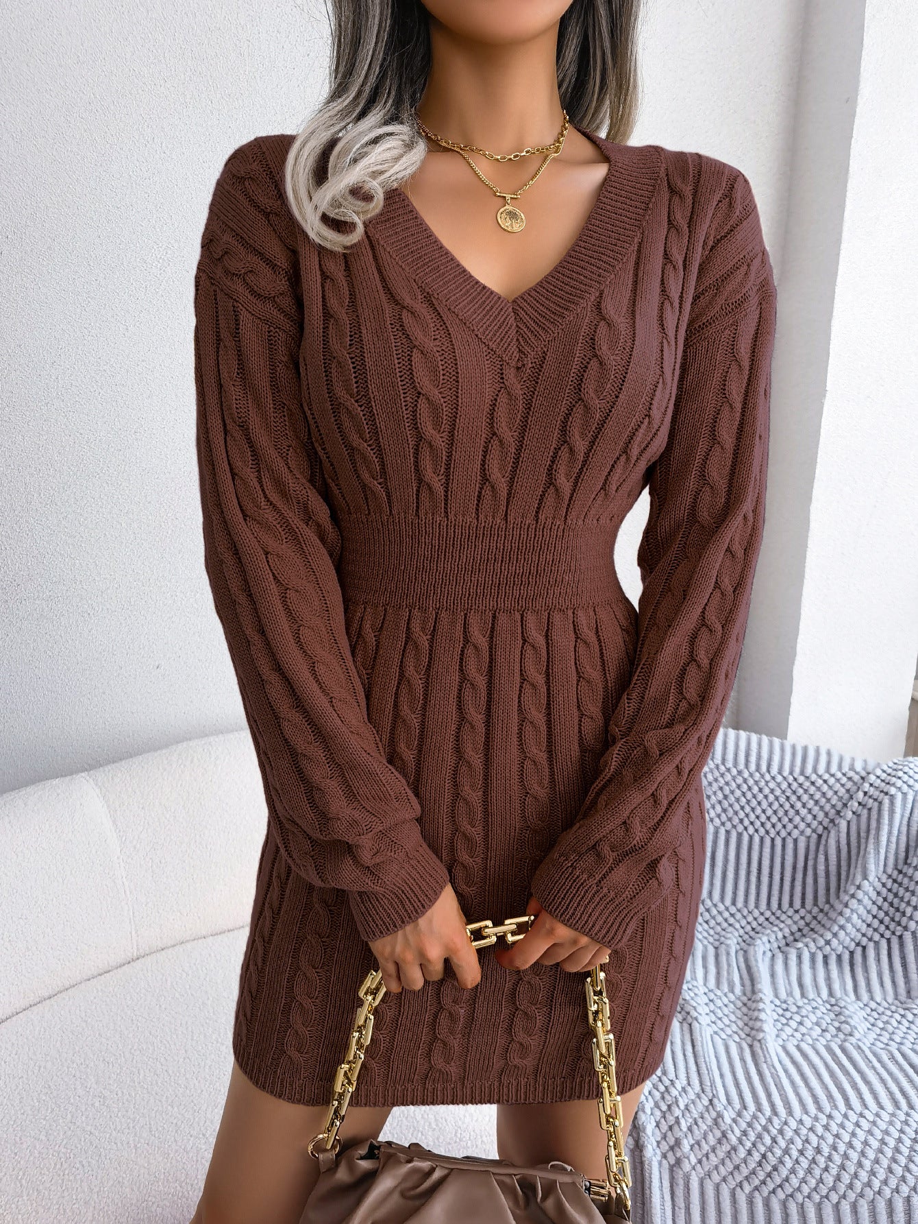 Vestido Suéter Elegante de Punto – Moda Europea y Americana para Otoño e Invierno