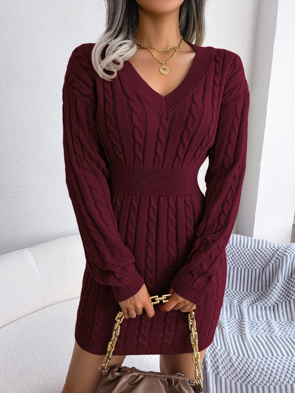 Vestido Suéter Elegante de Punto – Moda Europea y Americana para Otoño e Invierno
