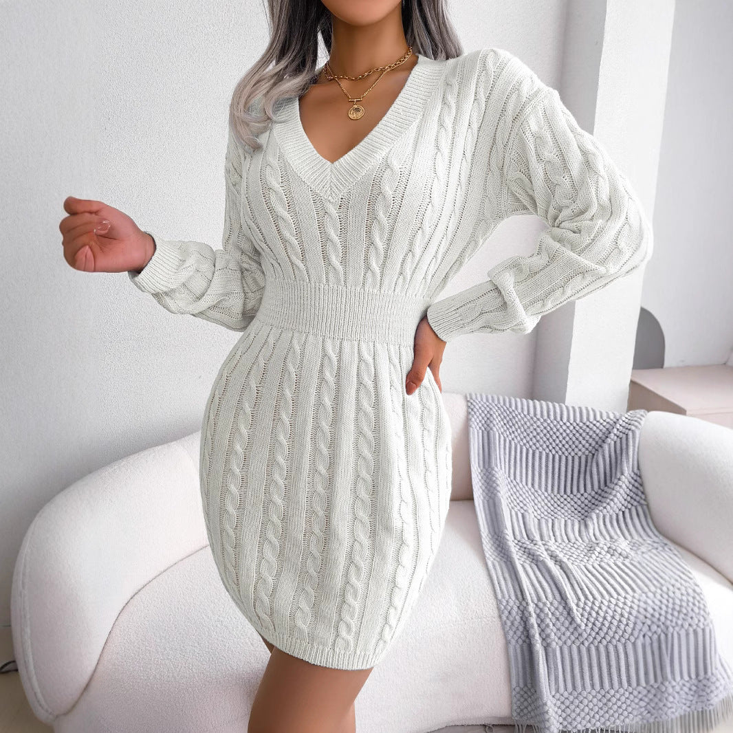Vestido Suéter Elegante de Punto – Moda Europea y Americana para Otoño e Invierno
