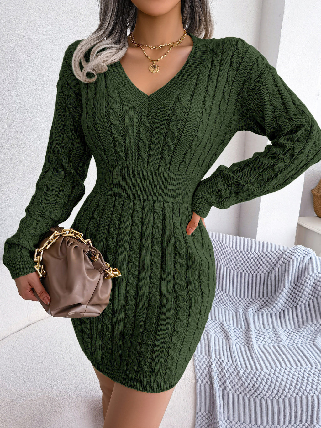 Vestido Suéter Elegante de Punto – Moda Europea y Americana para Otoño e Invierno