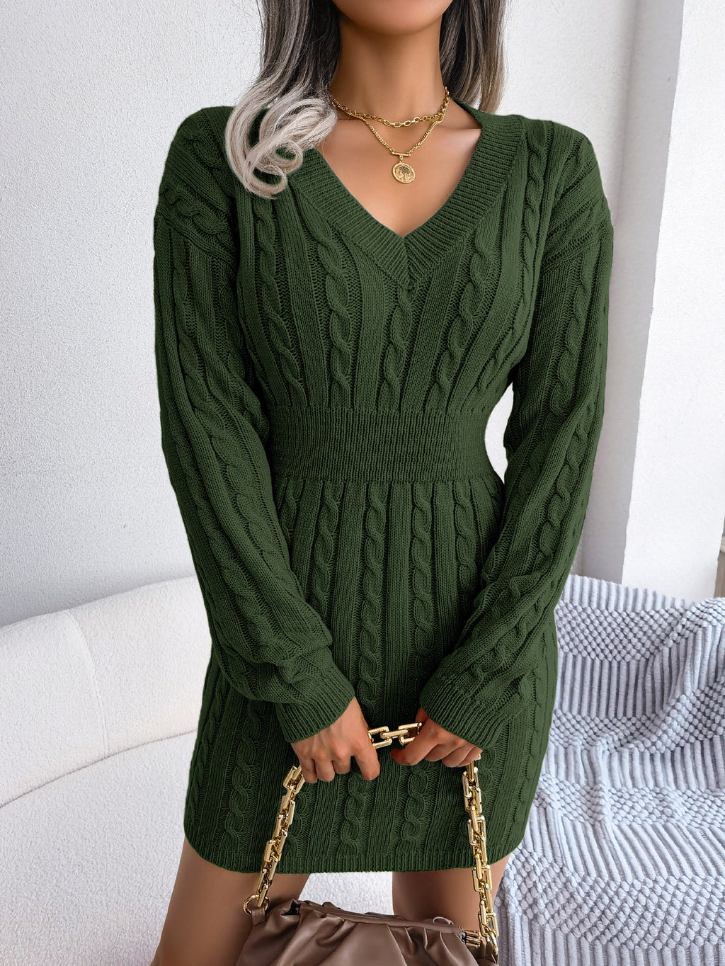 Vestido Suéter Elegante de Punto – Moda Europea y Americana para Otoño e Invierno