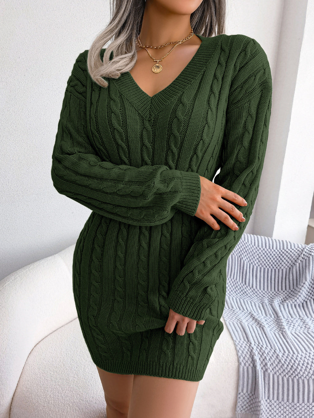 Vestido Suéter Elegante de Punto – Moda Europea y Americana para Otoño e Invierno