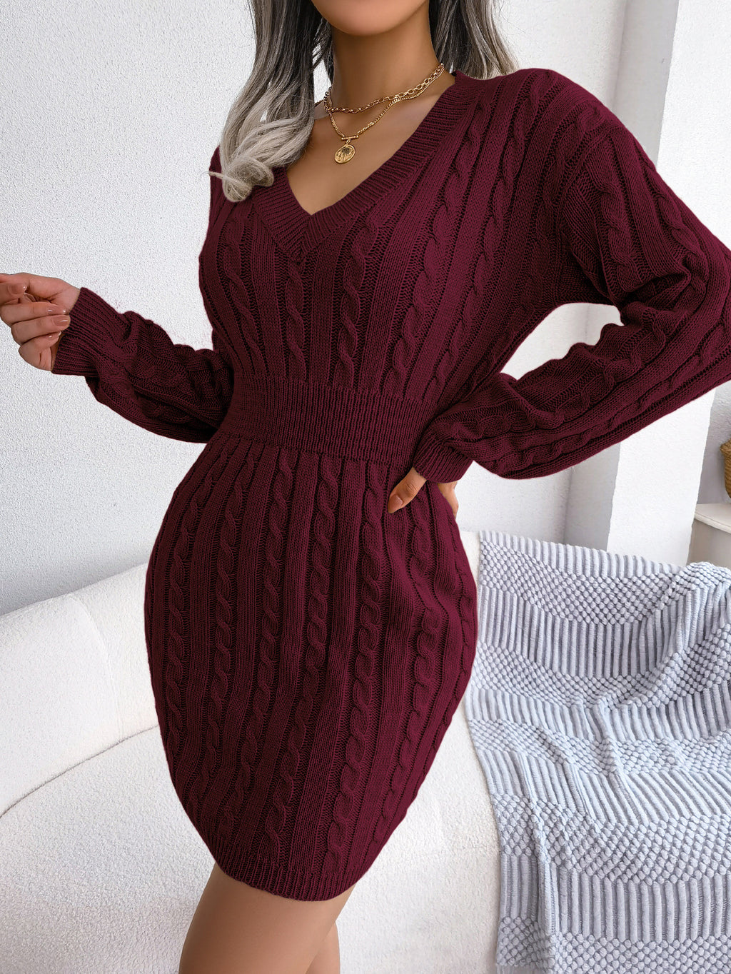 Vestido Suéter Elegante de Punto – Moda Europea y Americana para Otoño e Invierno