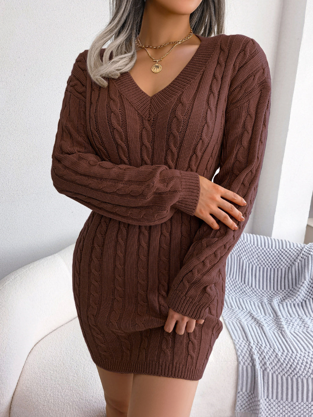 Vestido Suéter Elegante de Punto – Moda Europea y Americana para Otoño e Invierno