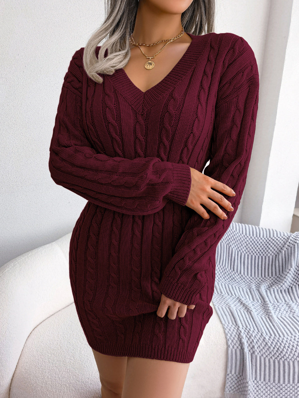 Vestido Suéter Elegante de Punto – Moda Europea y Americana para Otoño e Invierno