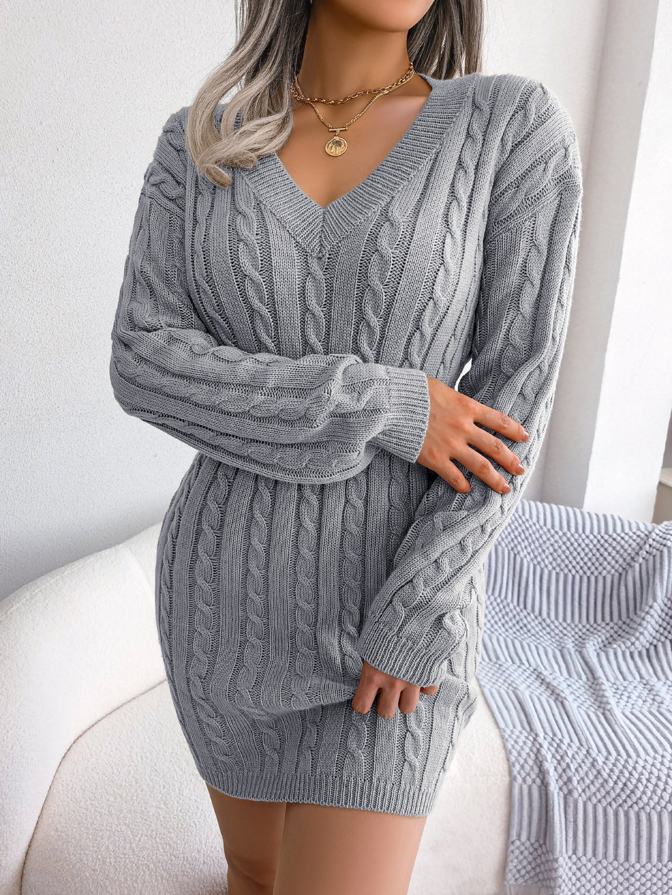 Vestido Suéter Elegante de Punto – Moda Europea y Americana para Otoño e Invierno