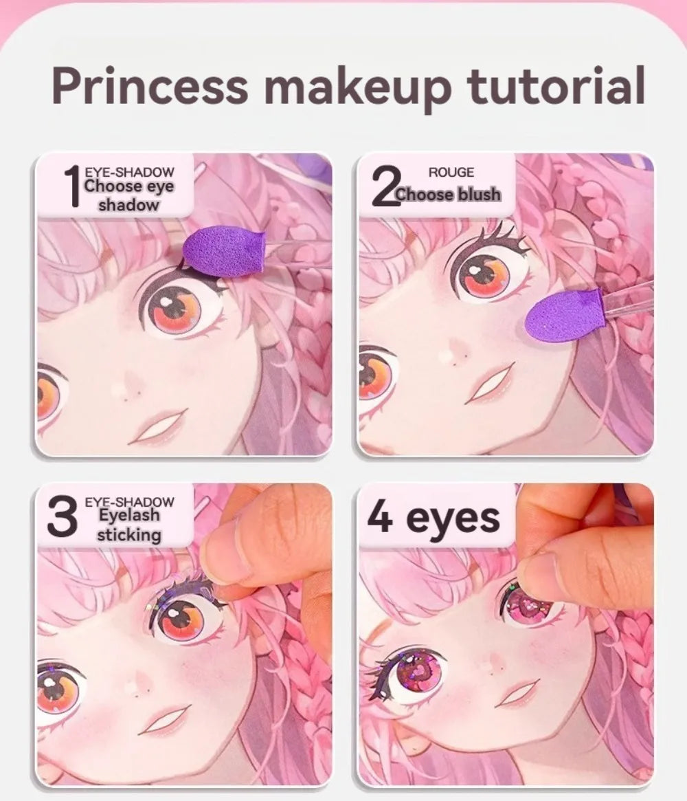 Kit Princesa 3 en 1 para Niñas – Maquillaje, Stickers y Diamantes DIY