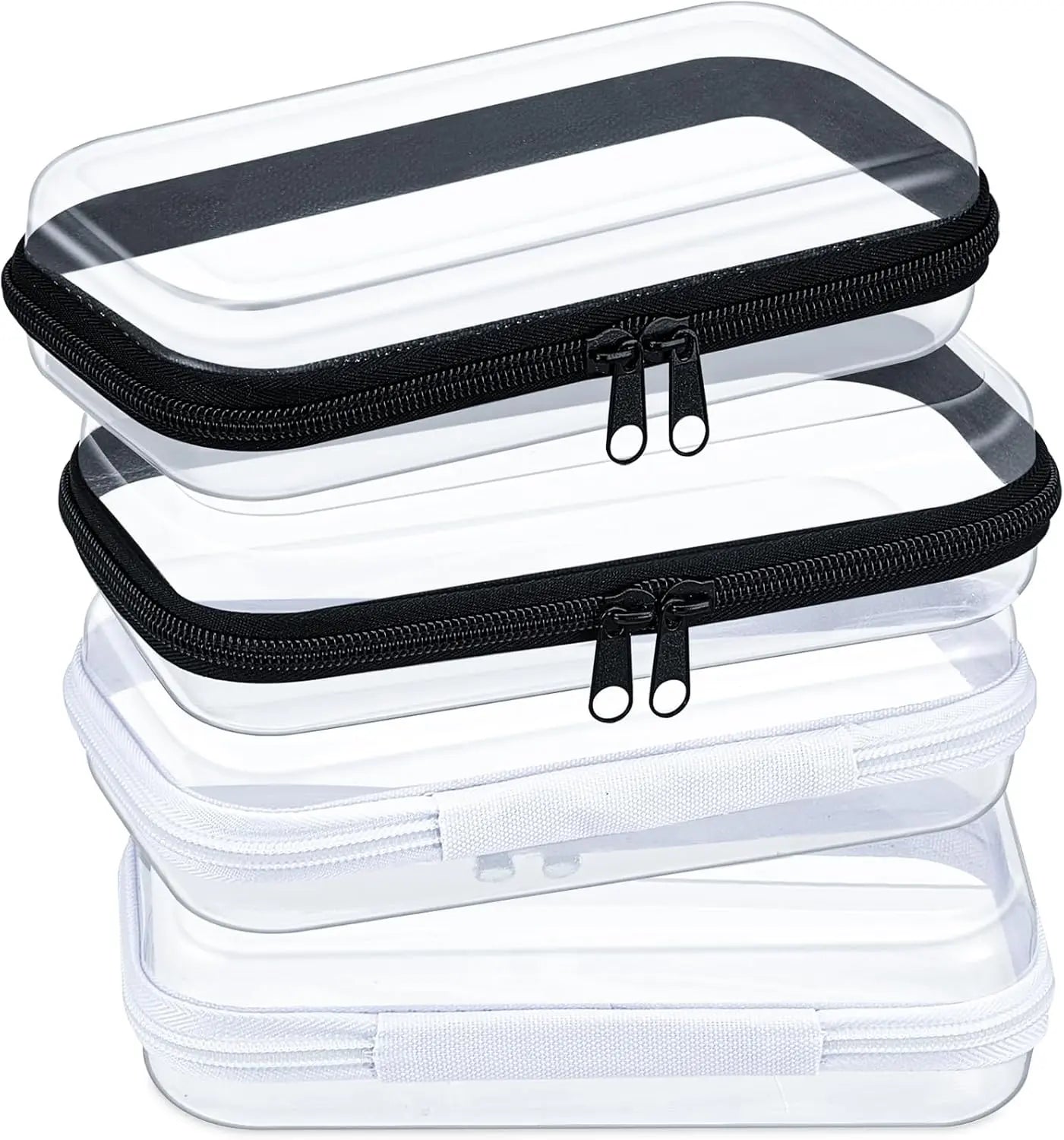 4 estuches rígidos transparentes con cremallera, bolsas de maquillaje, estuches de plástico para lápices, cajas de almacenamiento transparentes para cosméticos, snacks, construcción