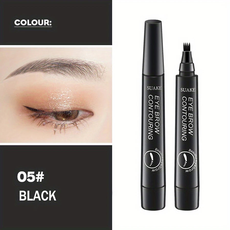 Lápiz de cejas resistente al agua, lápiz de cejas para microblading con 4 cabezales divididos, maquillaje de cejas de aspecto natural (5 colores)