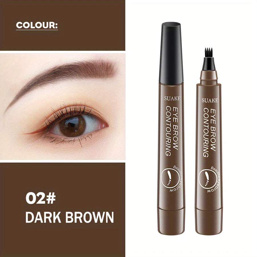 Lápiz de cejas resistente al agua, lápiz de cejas para microblading con 4 cabezales divididos, maquillaje de cejas de aspecto natural (5 colores)
