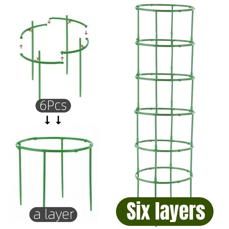 Juego de 2 a 6 soportes para plantas, estacas redondas, anillos de soporte de plástico para plantas, jaulas para plantas, soportes para macetas, enrejados para plantas trepadoras, herramientas de jardinería.
