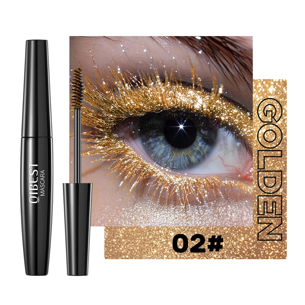Máscara de pestañas Glitter Diamond, resistente al agua, a prueba de manchas, voluminizadora, alargadora, con efecto copo de nieve brillante, sin grumos, de larga duración, ideal para fiestas.