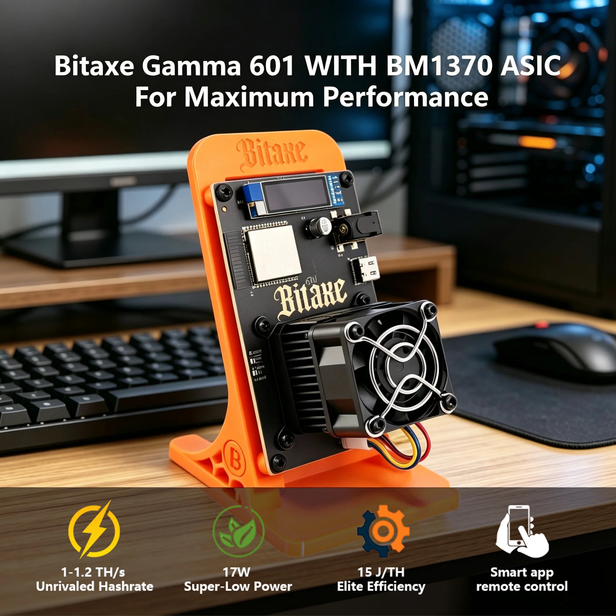 STARMINER Bitaxe Gamma 601 – Solo Miner Bitcoin 1.2TH/s, 18W, Chip ASIC BM1370