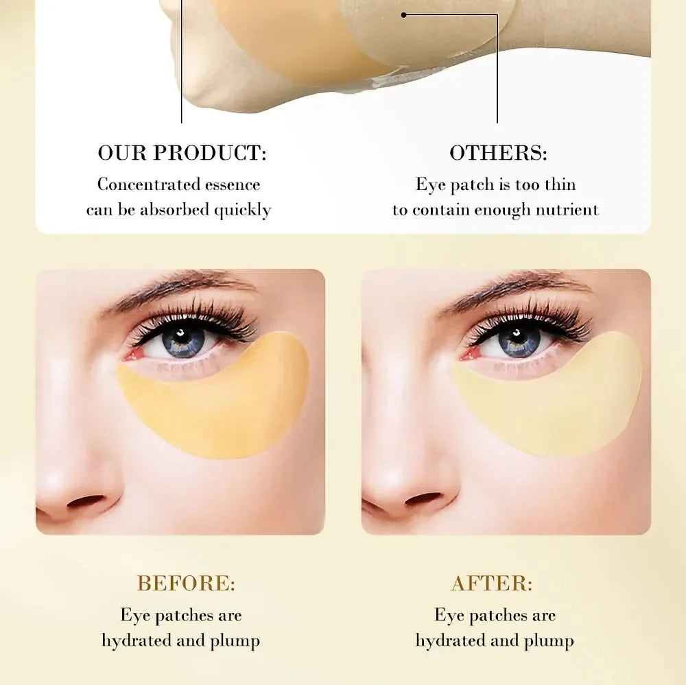 60 Pieces of Gold Hyaluronic Acid Repair Eye Mask Moisturizing and Firming Eye Patches Korean Skincare Crystal Eye Mask
