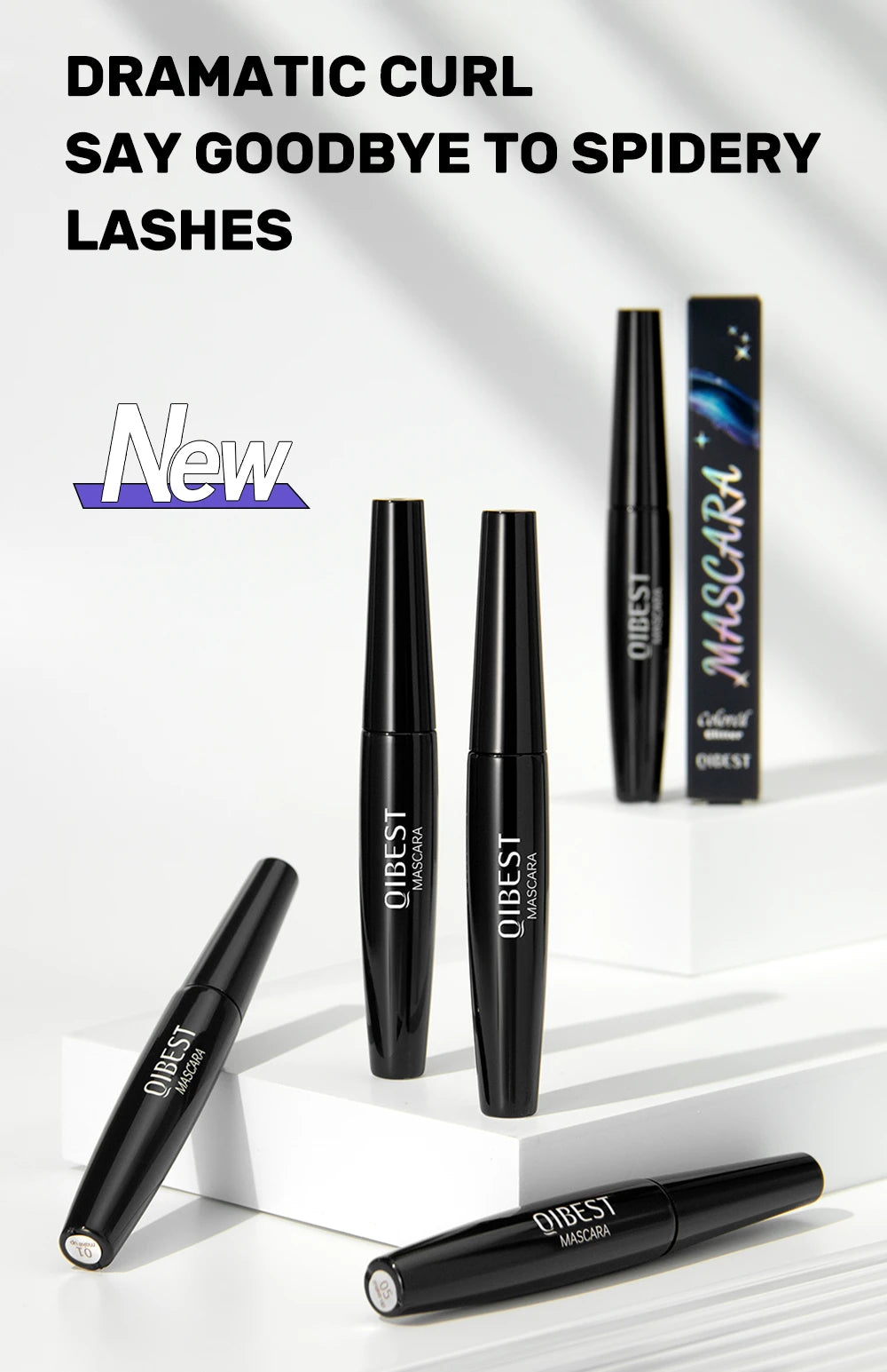 Máscara de pestañas Glitter Diamond, resistente al agua, a prueba de manchas, voluminizadora, alargadora, con efecto copo de nieve brillante, sin grumos, de larga duración, ideal para fiestas.