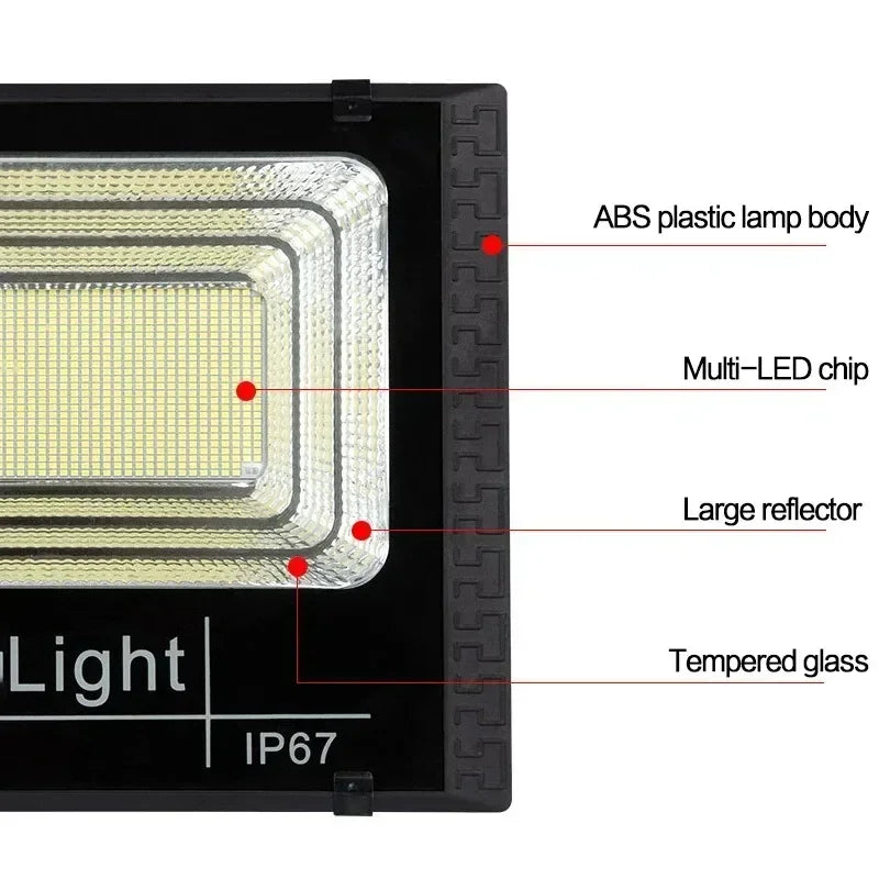 Foco Solar 30W IP67 con Control Remoto – Iluminación Solar para Exteriores