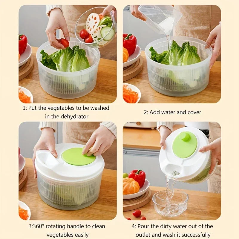 Secador de ensaladas, cesta de drenaje para verduras y frutas, deshidratador de alimentos, lavado rápido, centrifugadora manual, herramienta de cocina y hogar.