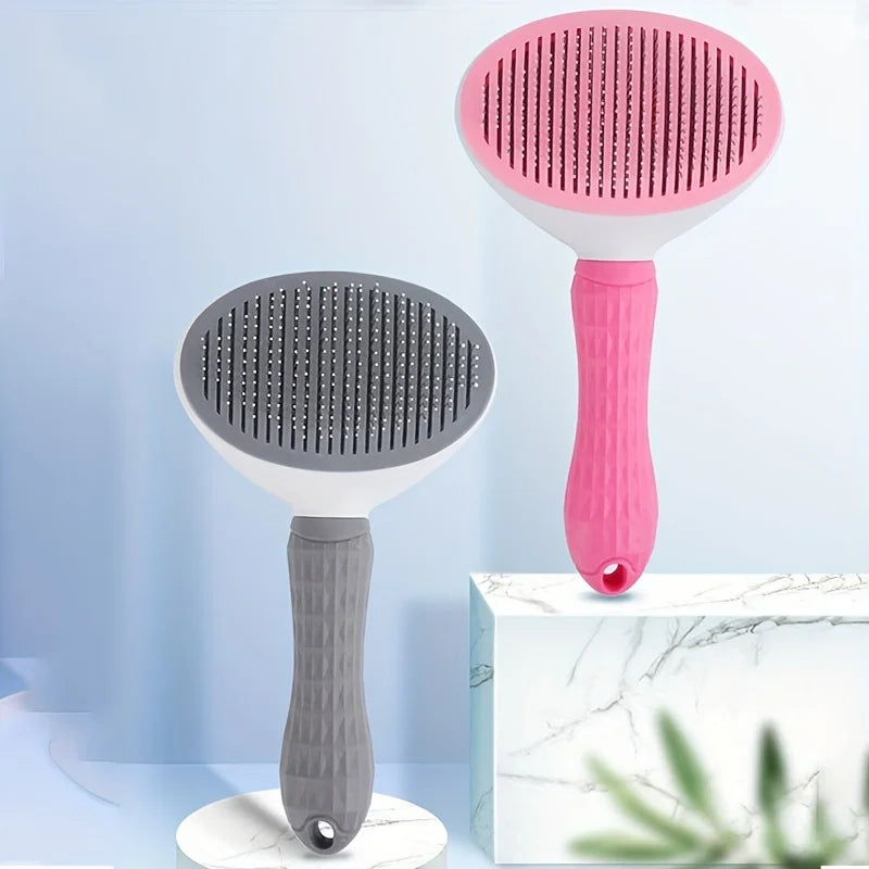 Peine removedor de pelo de mascotas con un solo clic para un aseo sin esfuerzo de perros y gatos - Cepillo removedor de pelo flotante con función automática