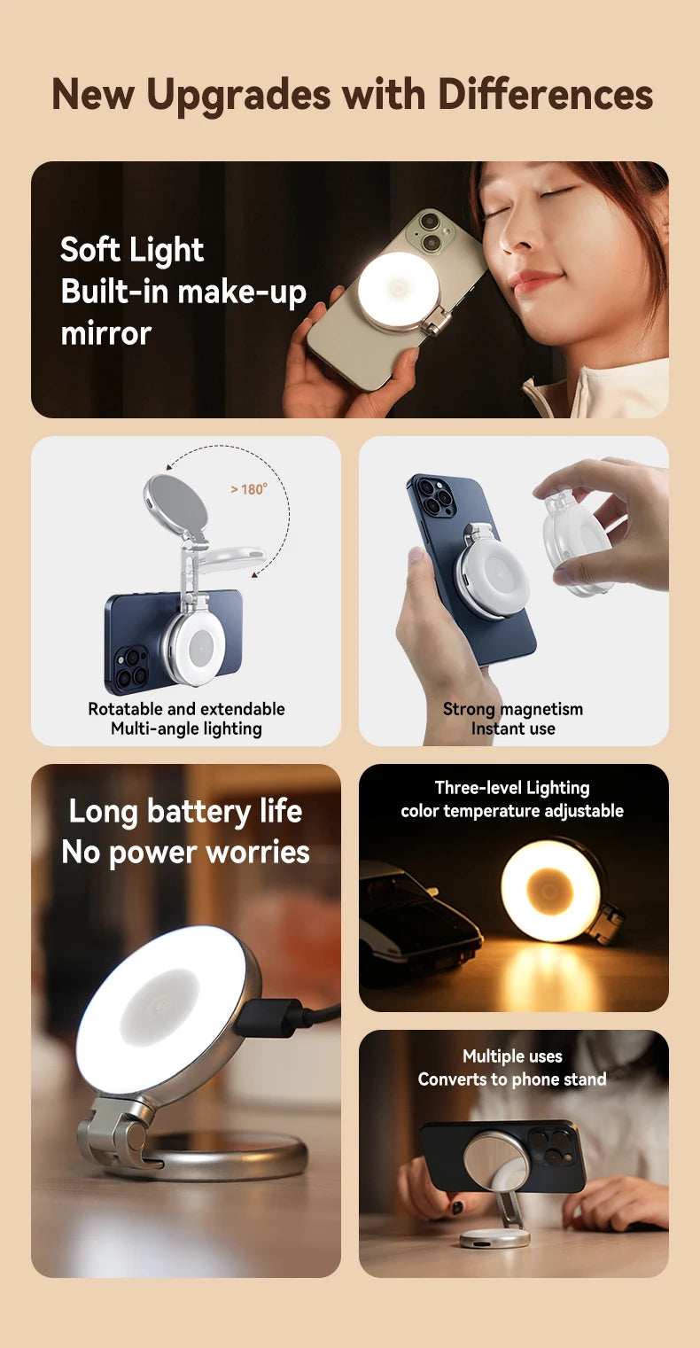 Empuñadura magnética para cámara de teléfono TELESIN, soporte universal para smartphone, ayuda para disparos, control remoto para iPhone y Android.