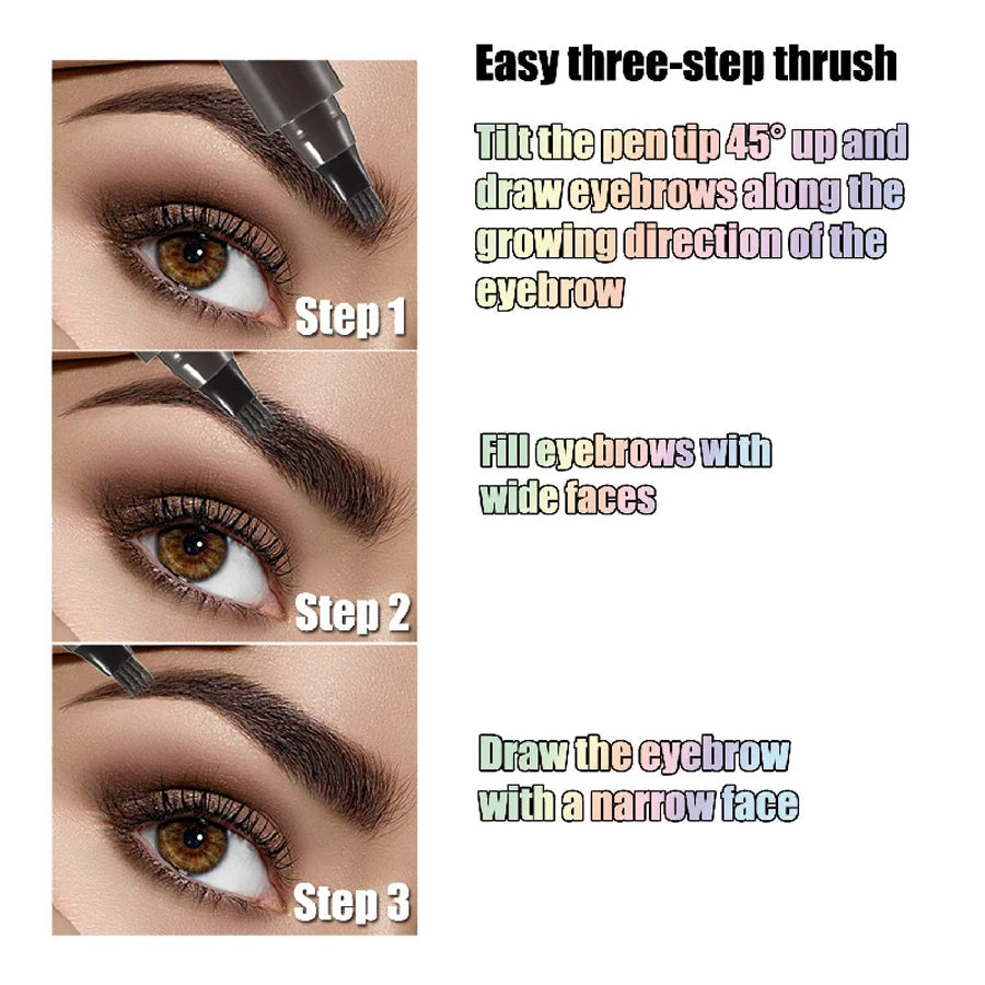 Lápiz de cejas resistente al agua, lápiz de cejas para microblading con 4 cabezales divididos, maquillaje de cejas de aspecto natural (5 colores)