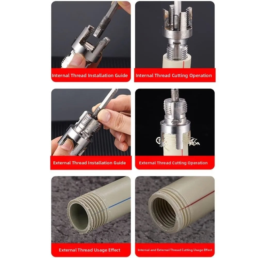 Nuevo kit roscador de tuberías de PVC de 4/6 puntos para rosca interna/externa, rosca rápida, abridor de tuberías de agua PPR, herramienta para roscar tuberías de agua