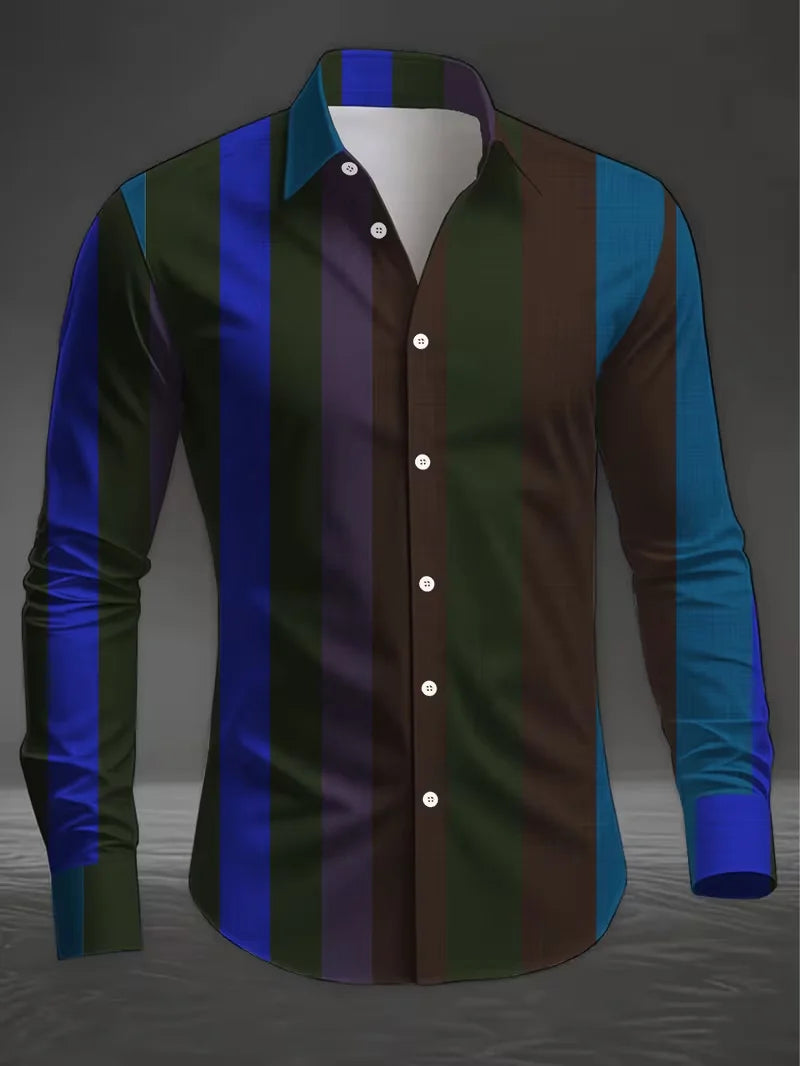 Camisa de manga larga para hombre con cuello y detalles de satén, estampado geométrico de alas de diamante en la parte inferior, color naranja.