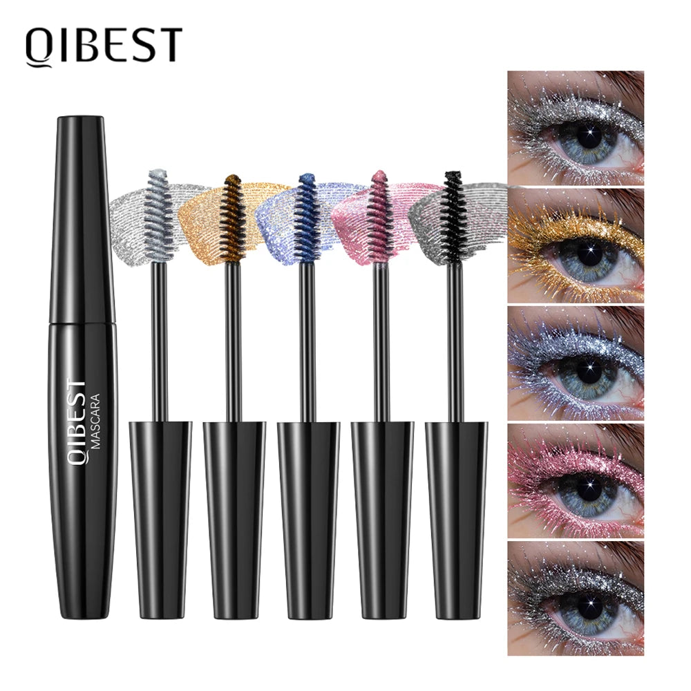 Máscara de pestañas Glitter Diamond, resistente al agua, a prueba de manchas, voluminizadora, alargadora, con efecto copo de nieve brillante, sin grumos, de larga duración, ideal para fiestas.