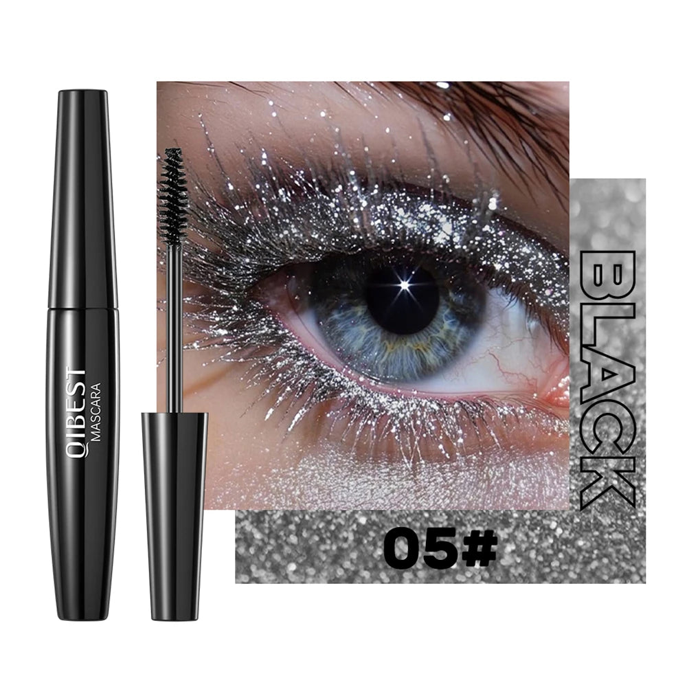 Máscara de pestañas Glitter Diamond, resistente al agua, a prueba de manchas, voluminizadora, alargadora, con efecto copo de nieve brillante, sin grumos, de larga duración, ideal para fiestas.