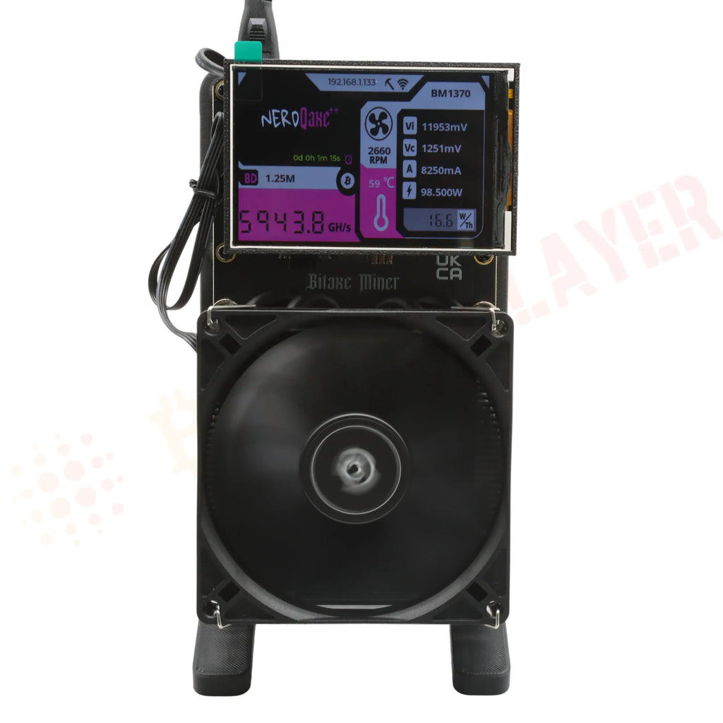 Minero Bitcoin NerdQaxe++ 6TH/s – Solo Miner SHA-256 de Bajo Consumo 100W
