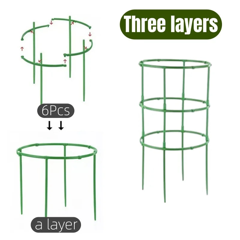 Juego de 2 a 6 soportes para plantas, estacas redondas, anillos de soporte de plástico para plantas, jaulas para plantas, soportes para macetas, enrejados para plantas trepadoras, herramientas de jardinería.