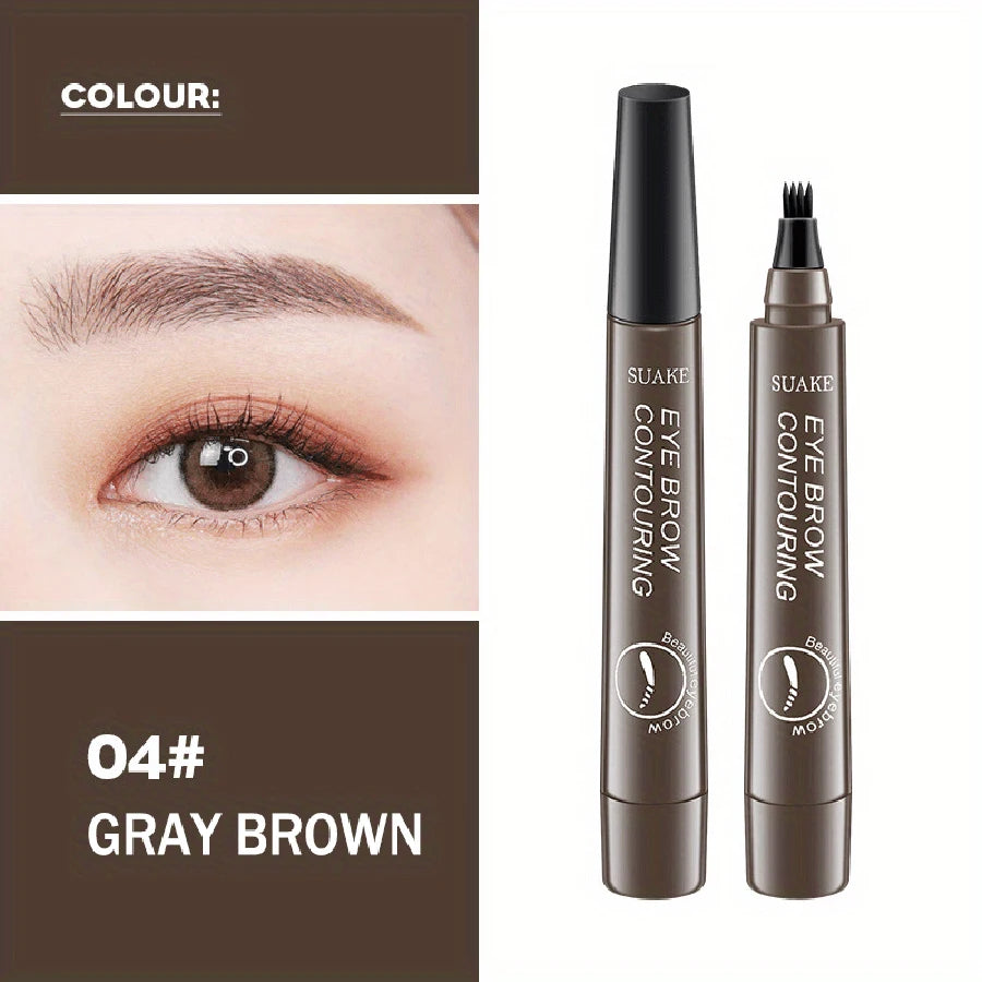 Lápiz de cejas resistente al agua, lápiz de cejas para microblading con 4 cabezales divididos, maquillaje de cejas de aspecto natural (5 colores)