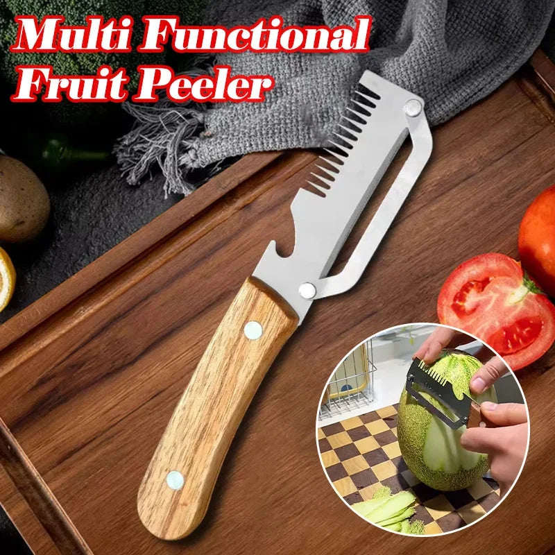 Pelador de verduras multifuncional 3 en 1. Pelador de verduras premium para el hogar. Herramientas para raspar frutas y verduras. Abrebotellas.