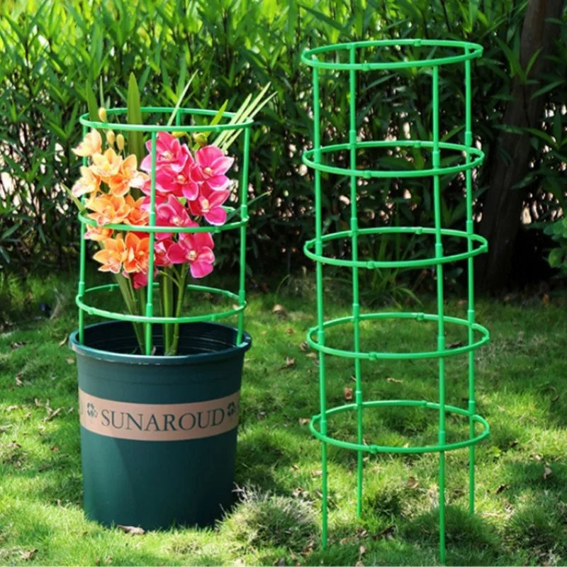 Juego de 2 a 6 soportes para plantas, estacas redondas, anillos de soporte de plástico para plantas, jaulas para plantas, soportes para macetas, enrejados para plantas trepadoras, herramientas de jardinería.