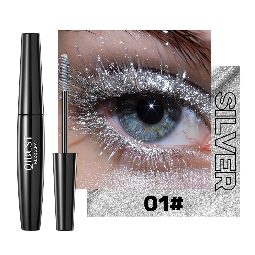 Máscara de pestañas Glitter Diamond, resistente al agua, a prueba de manchas, voluminizadora, alargadora, con efecto copo de nieve brillante, sin grumos, de larga duración, ideal para fiestas.