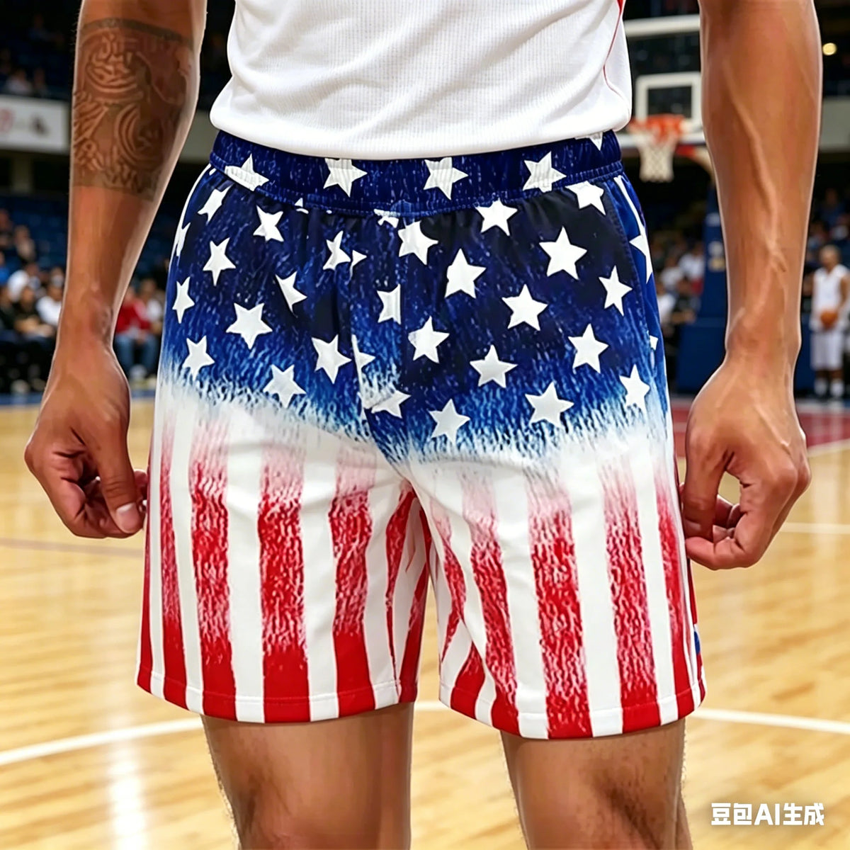 Red White Blue Star Striped Shorts Patriotic Lounge Shorts Cool American Street Style Shorts Summer Oversized Daily Streetwear
