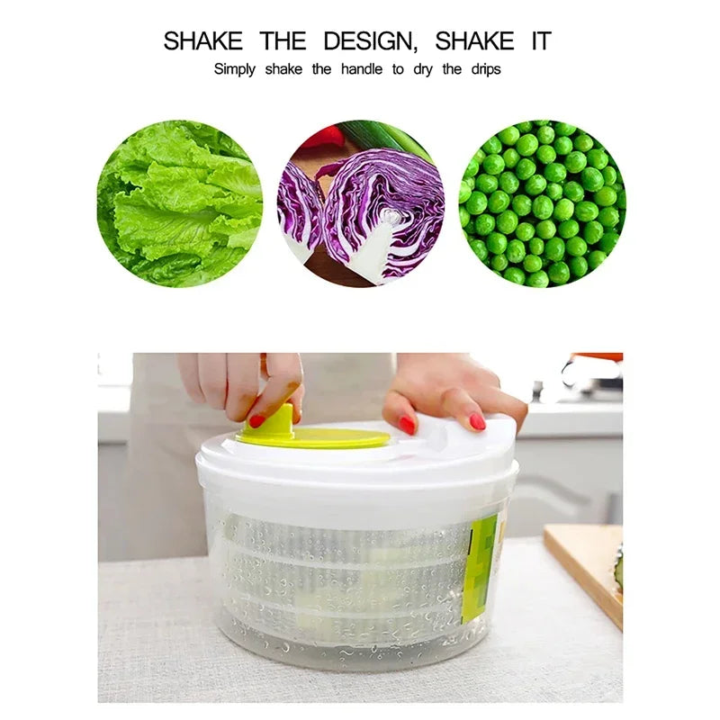 Secador de ensaladas, cesta de drenaje para verduras y frutas, deshidratador de alimentos, lavado rápido, centrifugadora manual, herramienta de cocina y hogar.