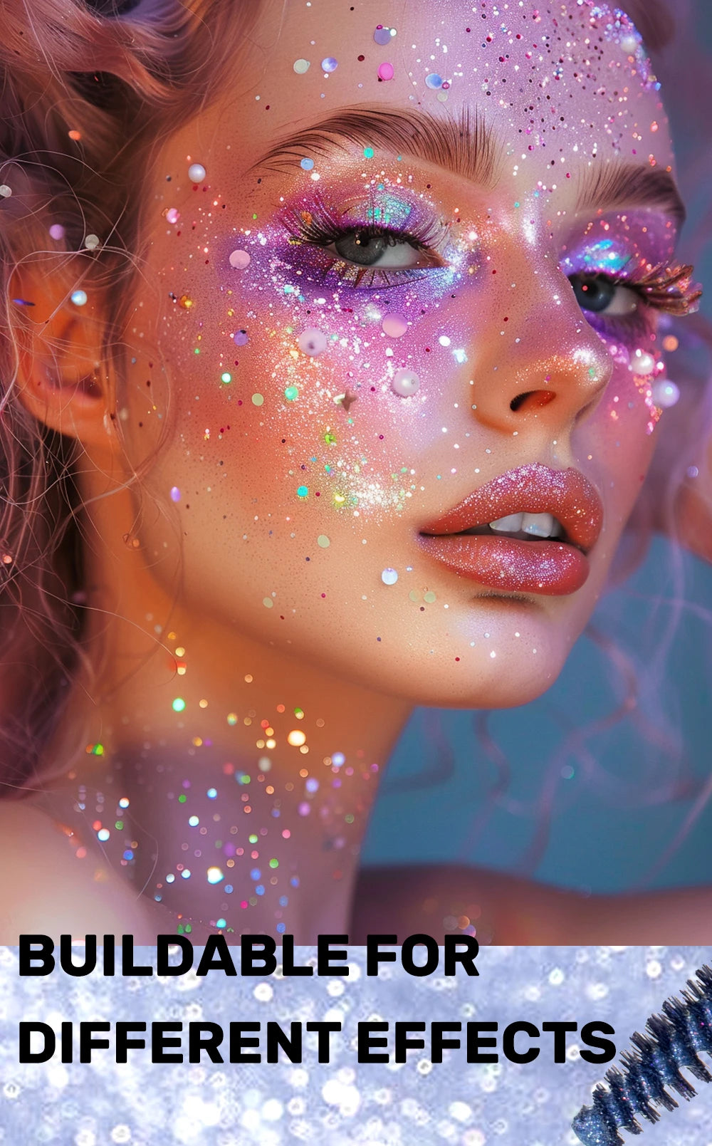 Máscara de pestañas Glitter Diamond, resistente al agua, a prueba de manchas, voluminizadora, alargadora, con efecto copo de nieve brillante, sin grumos, de larga duración, ideal para fiestas.