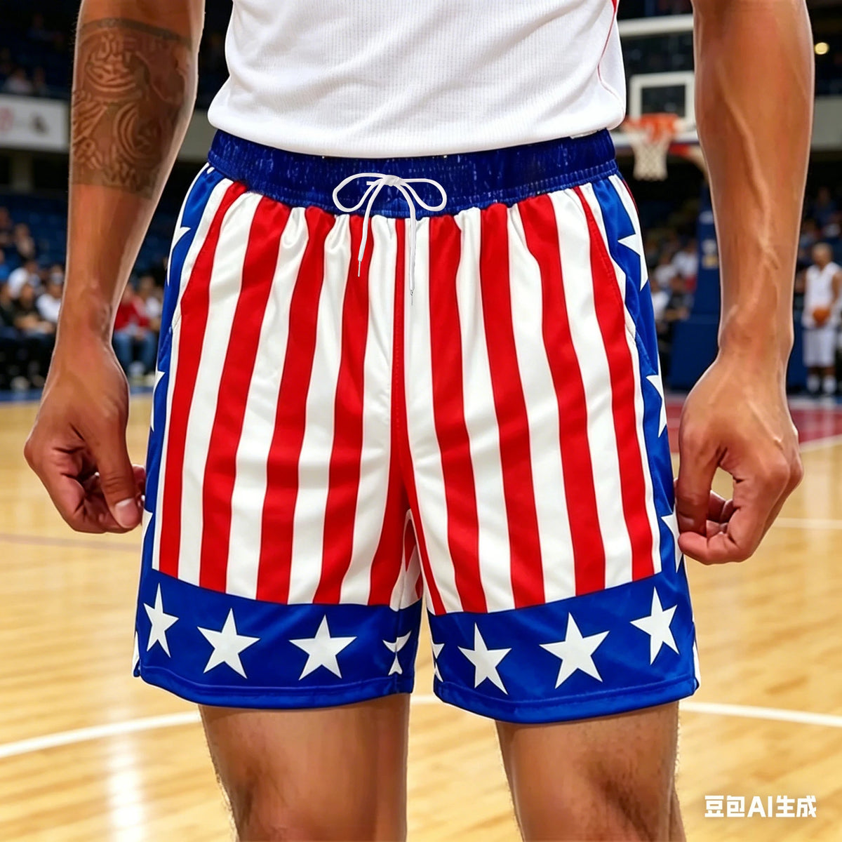 Red White Blue Star Striped Shorts Patriotic Lounge Shorts Cool American Street Style Shorts Summer Oversized Daily Streetwear