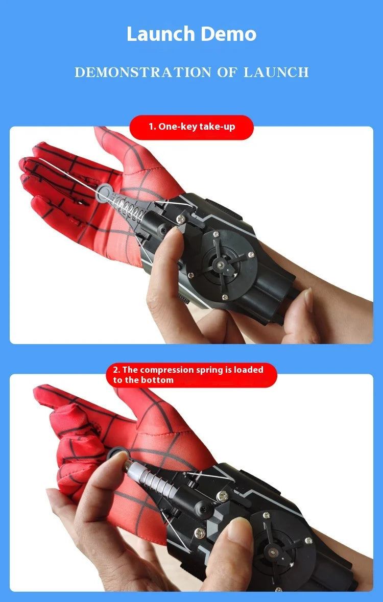 Lanzatelarañas Spiderman para Niños – Lanzador de Muñeca con Guantes, Cosplay Peter Parker