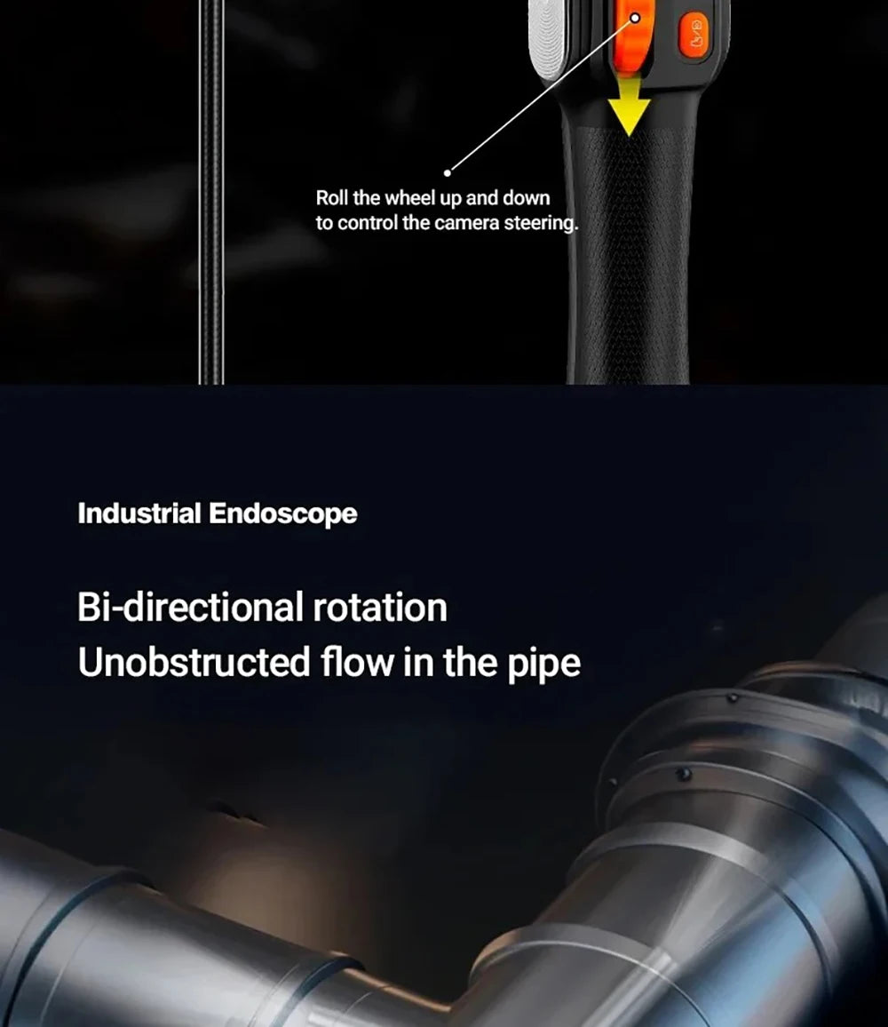 Cámara endoscópica con rotación de 360 grados, lente de 6 mm, HD, articulada, para inspección, IP67, para automóviles (iOS y Android).